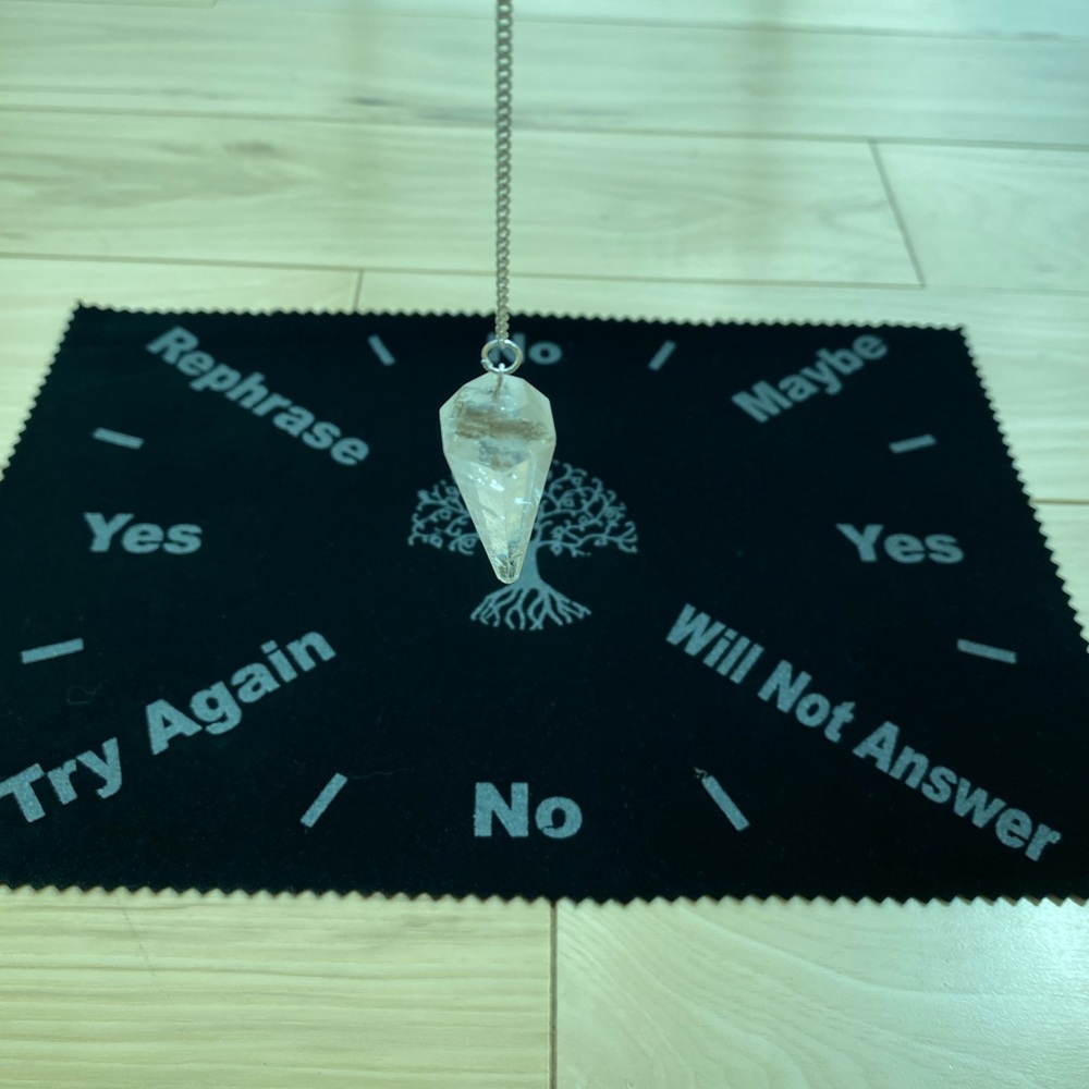 Quartz Crystal Pendulum with Tree of Life Mat